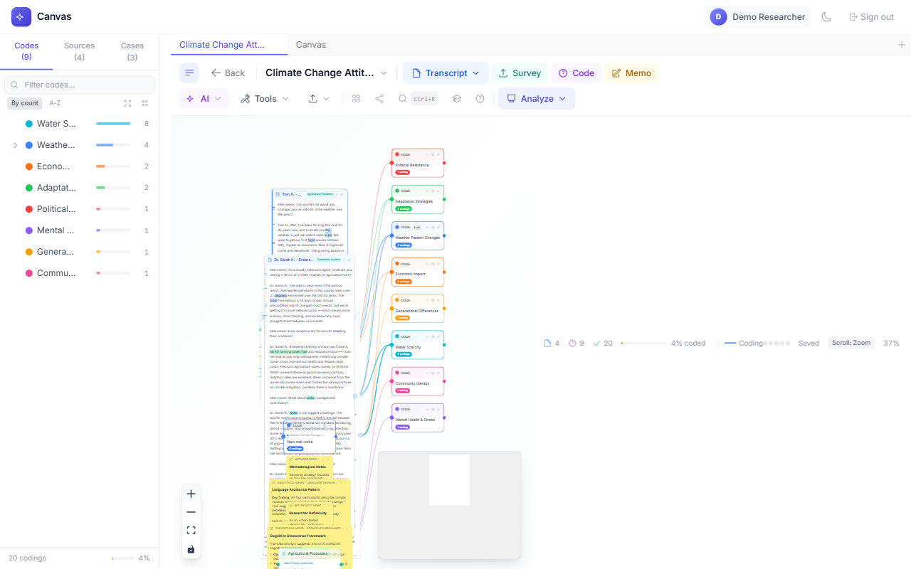 Transcript node with text visible